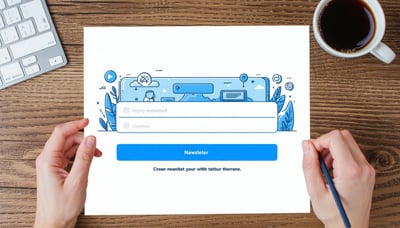 Newsletter signup with technology-inspired illustration Newsletter signup with technology-inspired illustration